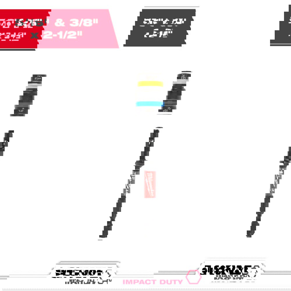 Power & Impact Screwdriver Bits & Holders; Bit Type: Magnetic Nut Driver ; Hex Size (Inch): 1/4 ; Drive Size: 1/4 ; Specialty Point Size: 5/16 in; 3/8 in ; Overall Length (Inch): 2-1/2 ; Material: Steel